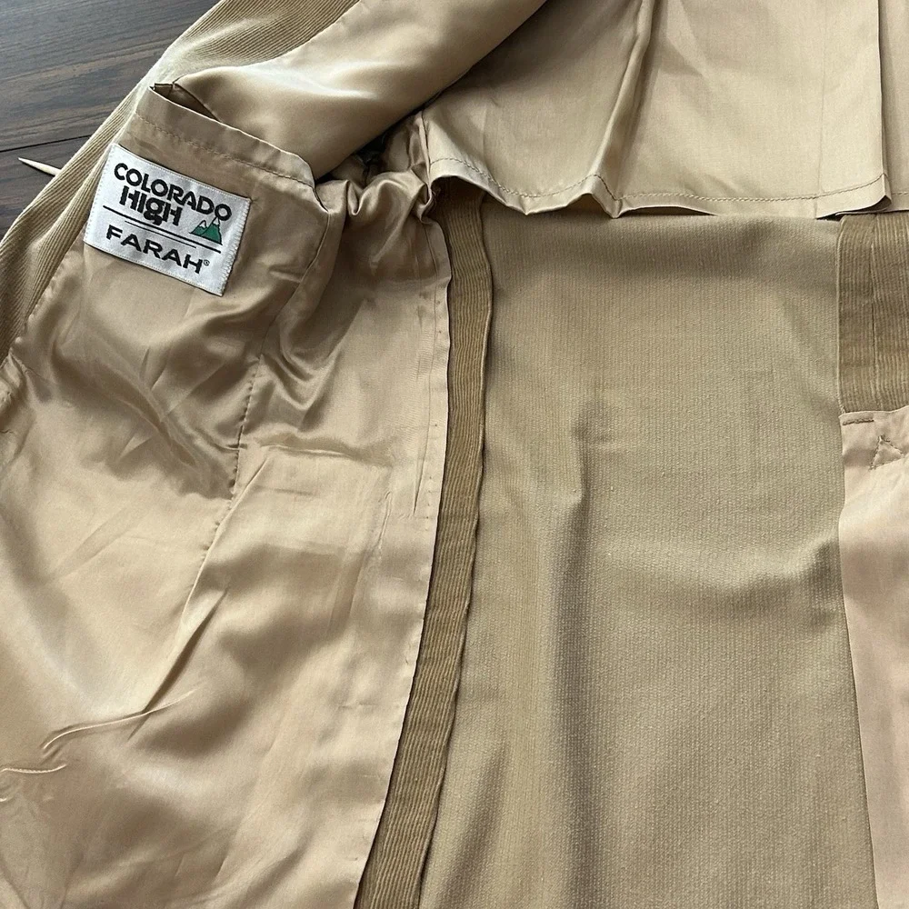 Vintage 70s Farah Colorado High Western Corduroy Blazer Leather‎ Accents Size 42